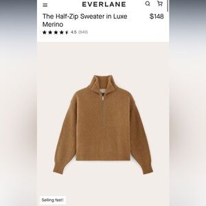 everlane ribbed merino knit half zip sweater pullover